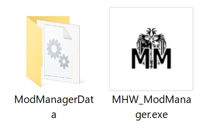 MHW-MOD_Managerの実行ファイルアイコンとデータフォルダ