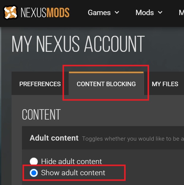 NEXUS_MODS-サイト詳細設定メニュータブの拡大画像